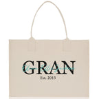 Mom Aunt Gran Oma Mama Custom Kids Names and Date Cotton Canvas Tote Bag Personalized Name and Date Tote Bag