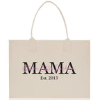 Mom Aunt Gran Oma Mama Custom Kids Names and Date Cotton Canvas Tote Bag Personalized Name and Date Tote Bag