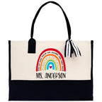 Personalized Teacher Cotton Canvas Tote Bag Gift for Teachers Teacher Life Tote Custom Teacher Appreciation Gift Bag Teacher Name Bag