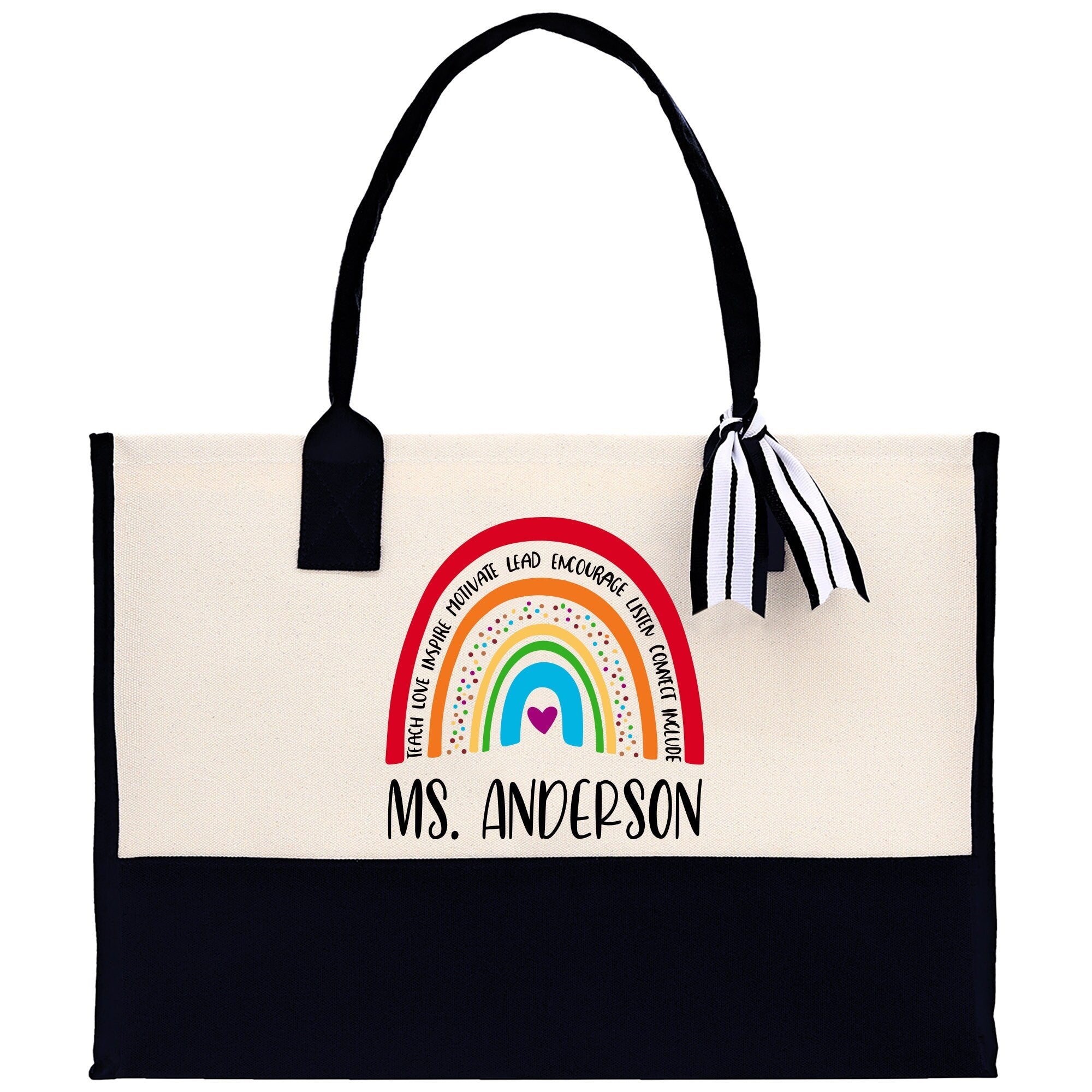 Personalized Teacher Cotton Canvas Tote Bag Gift for Teachers Teacher Life Tote Custom Teacher Appreciation Gift Bag Teacher Name Bag