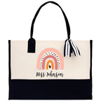 Personalized Teacher Cotton Canvas Tote Bag Gift for Teachers Teacher Life Tote Custom Teacher Appreciation Gift Bag Teacher Name Bag