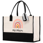 Personalized Teacher Cotton Canvas Tote Bag Gift for Teachers Teacher Life Tote Custom Teacher Appreciation Gift Bag Teacher Name Bag