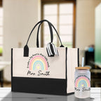 Personalized Teacher Cotton Canvas Tote Bag Gift for Teachers Teacher Life Tote Custom Teacher Appreciation Gift Bag Teacher Name Bag