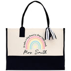 Personalized Teacher Cotton Canvas Tote Bag Gift for Teachers Teacher Life Tote Custom Teacher Appreciation Gift Bag Teacher Name Bag