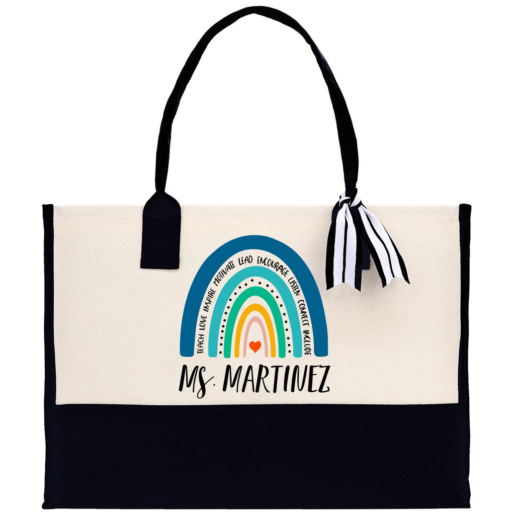 Personalized Teacher Cotton Canvas Tote Bag Gift for Teachers Teacher Life Tote Custom Teacher Appreciation Gift Bag Teacher Name Bag