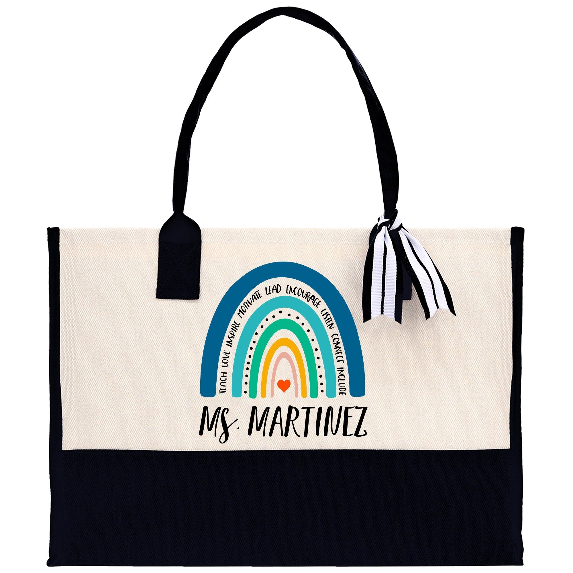 Personalized Teacher Cotton Canvas Tote Bag Gift for Teachers Teacher Life Tote Custom Teacher Appreciation Gift Bag Teacher Name Bag