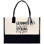 Grammy is My Name Spoiling is My Game Cotton Canvas Tote Bag Grandma Tote Bag Grandma Nana Bag Shopping Bag Mothers Day Gift