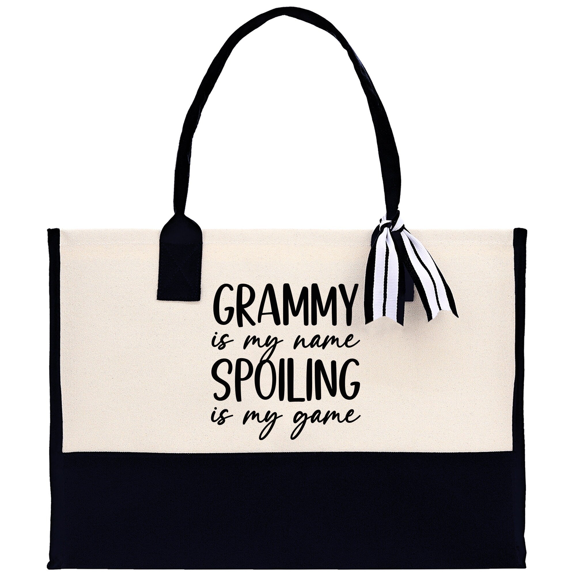 Grammy is My Name Spoiling is My Game Cotton Canvas Tote Bag Grandma Tote Bag Grandma Nana Bag Shopping Bag Mothers Day Gift