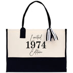 Custom Limited Edition Birthday 1973 Cotton Canvas Tote Bag 50th Birthday Gift For Women Personalized 50th Birthday Celebration Party Gift