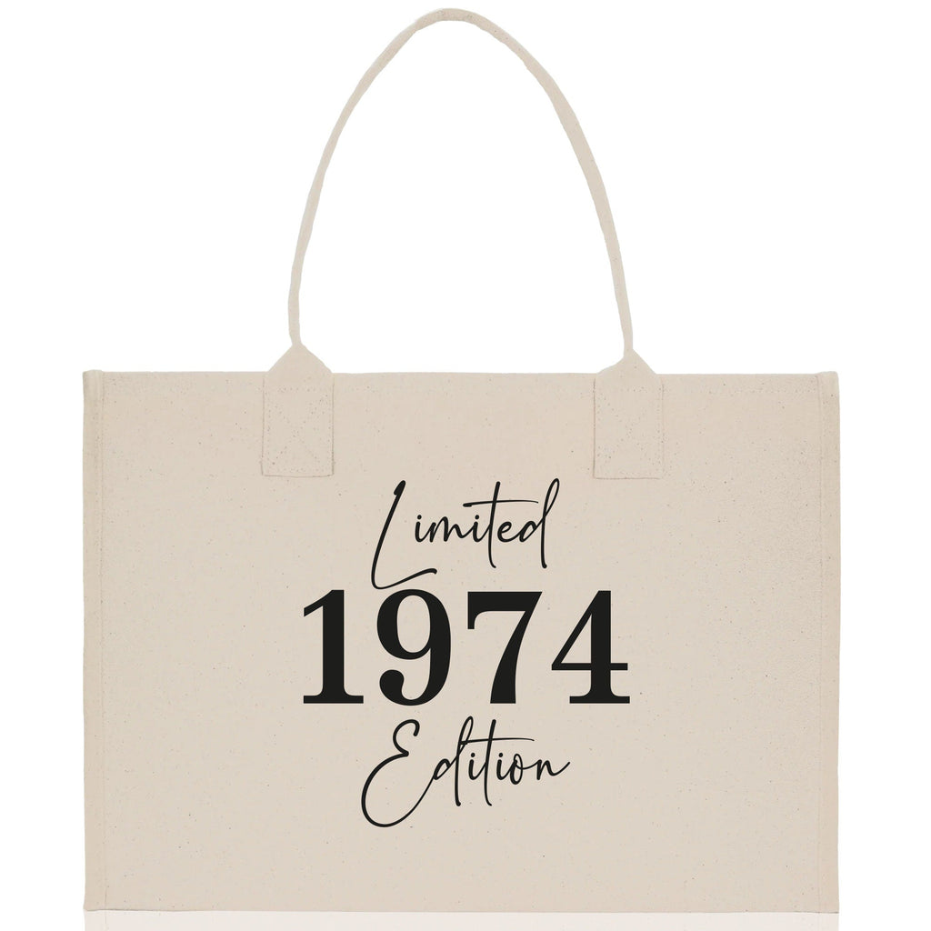Custom Limited Edition Birthday 1973 Cotton Canvas Tote Bag 50th Birthday Gift For Women Personalized 50th Birthday Celebration Party Gift