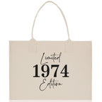 Custom Limited Edition Birthday 1973 Cotton Canvas Tote Bag 50th Birthday Gift For Women Personalized 50th Birthday Celebration Party Gift