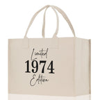 Custom Limited Edition Birthday 1973 Cotton Canvas Tote Bag 50th Birthday Gift For Women Personalized 50th Birthday Celebration Party Gift