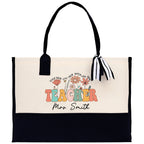 Teacher Floral Tote Bag Teacher Wildflower Graphic Tote Teacher Life Tote Bag Teacher Flower Bag Gift for Teacher Wildflower Book Bag