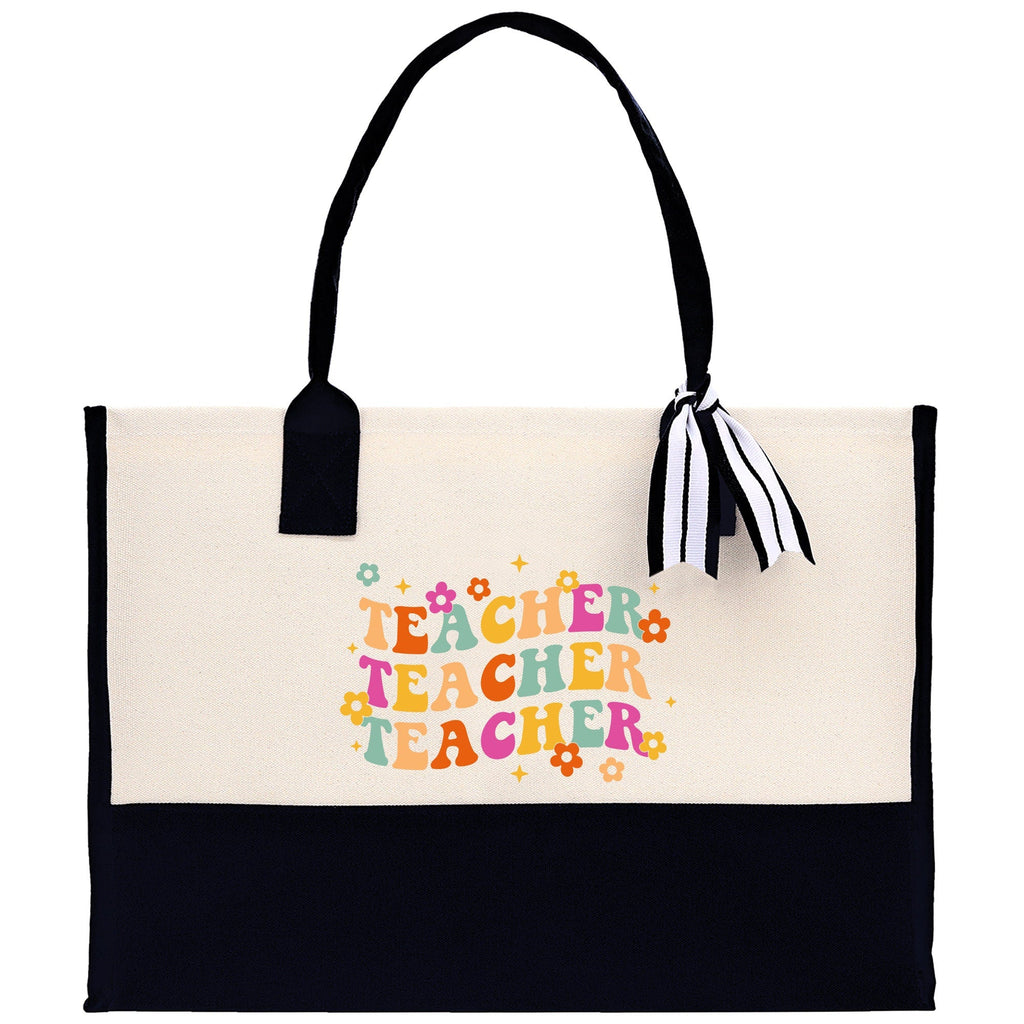 Teacher Floral Tote Bag Teacher Wildflower Graphic Tote Teacher Life Tote Bag Teacher Flower Bag Gift for Teacher Wildflower Book Bag
