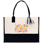 Teacher Floral Tote Bag Teacher Wildflower Graphic Tote Teacher Life Tote Bag Teacher Flower Bag Gift for Teacher Wildflower Book Bag