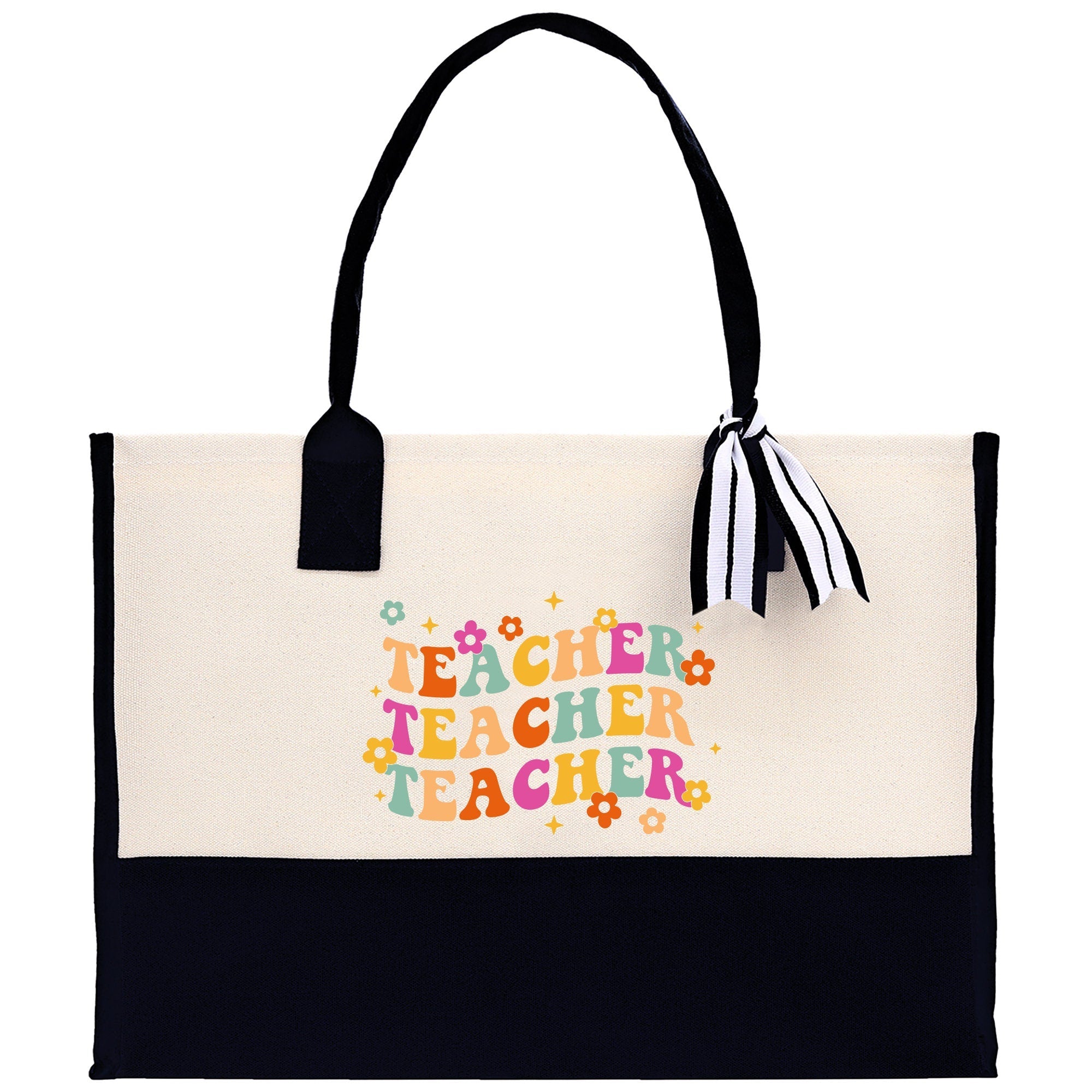 Teacher Floral Tote Bag Teacher Wildflower Graphic Tote Teacher Life Tote Bag Teacher Flower Bag Gift for Teacher Wildflower Book Bag