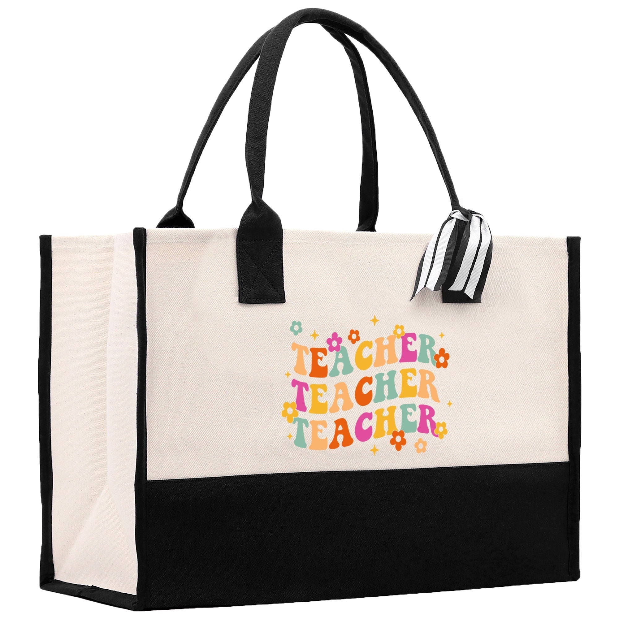 Teacher Floral Tote Bag Teacher Wildflower Graphic Tote Teacher Life Tote Bag Teacher Flower Bag Gift for Teacher Wildflower Book Bag