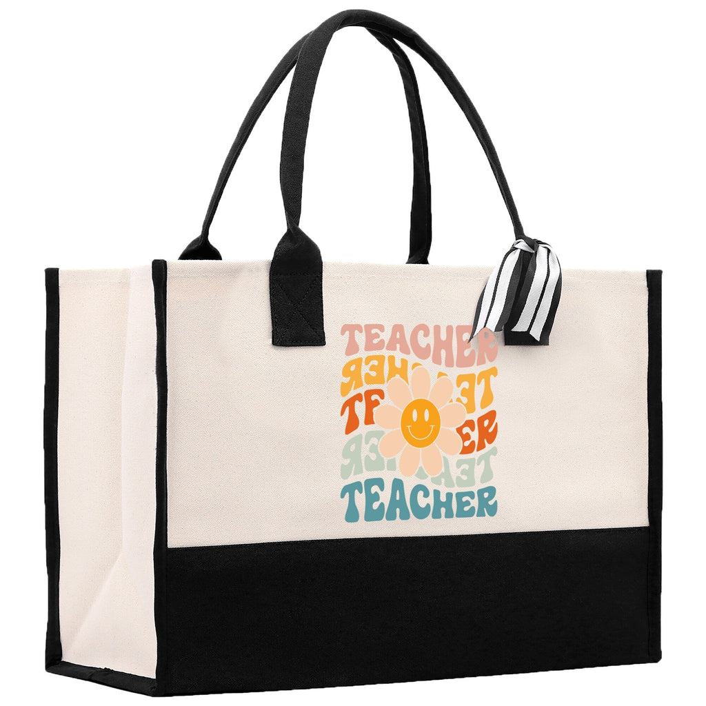 Teacher Floral Tote Bag Teacher Wildflower Graphic Tote Teacher Life Tote Bag Teacher Flower Bag Gift for Teacher Wildflower Book Bag