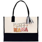 Floral Love Them Raise Them Kind Watch Them Grow Mama Cotton Canvas Tote Bag Mom Gift Mom Shopping Bag New Mom Gift Boy Girl Mama Tote