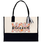 Cute Floral Blessed Mom Cotton Canvas Tote Bag Mom Gift Mom Bag Mom Shopping Bag New Mom Gift Best Mom Ever Bag Boy Girl Mama Tote
