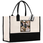 Custom Family Photo Collage and Initial Cotton Canvas Tote Bag Personalized Photo Tote Parent Gift Mothers Day Gift Picture Image Tote
