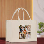 Custom Family Photo Collage and Initial Cotton Canvas Tote Bag Personalized Photo Tote Parent Gift Mothers Day Gift Picture Image Tote
