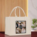 Custom Family Photo Collage and Initial Cotton Canvas Tote Bag Personalized Photo Tote Parent Gift Mothers Day Gift Picture Image Tote