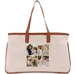 Custom Family Photo Collage and Initial Cotton Canvas Tote Bag Personalized Photo Tote Parent Gift Mothers Day Gift Picture Image Tote