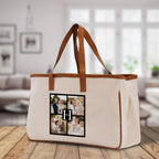 Custom Family Photo Collage and Initial Cotton Canvas Tote Bag Personalized Photo Tote Parent Gift Mothers Day Gift Picture Image Tote
