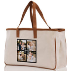 Custom Family Photo Collage and Initial Cotton Canvas Tote Bag Personalized Photo Tote Parent Gift Mothers Day Gift Picture Image Tote
