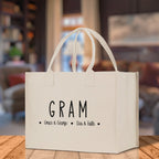 Gram Grandchild Kids Names Custom Grandma Tote Bag Grandma's Getaway Bag Gigi Bag Personalized Grandma Gift Bag Shopping Bag Mother Day Gift
