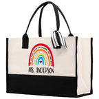 Personalized Teacher Cotton Canvas Tote Bag Gift for Teachers Teacher Life Tote Custom Teacher Appreciation Gift Bag Teacher Name Bag