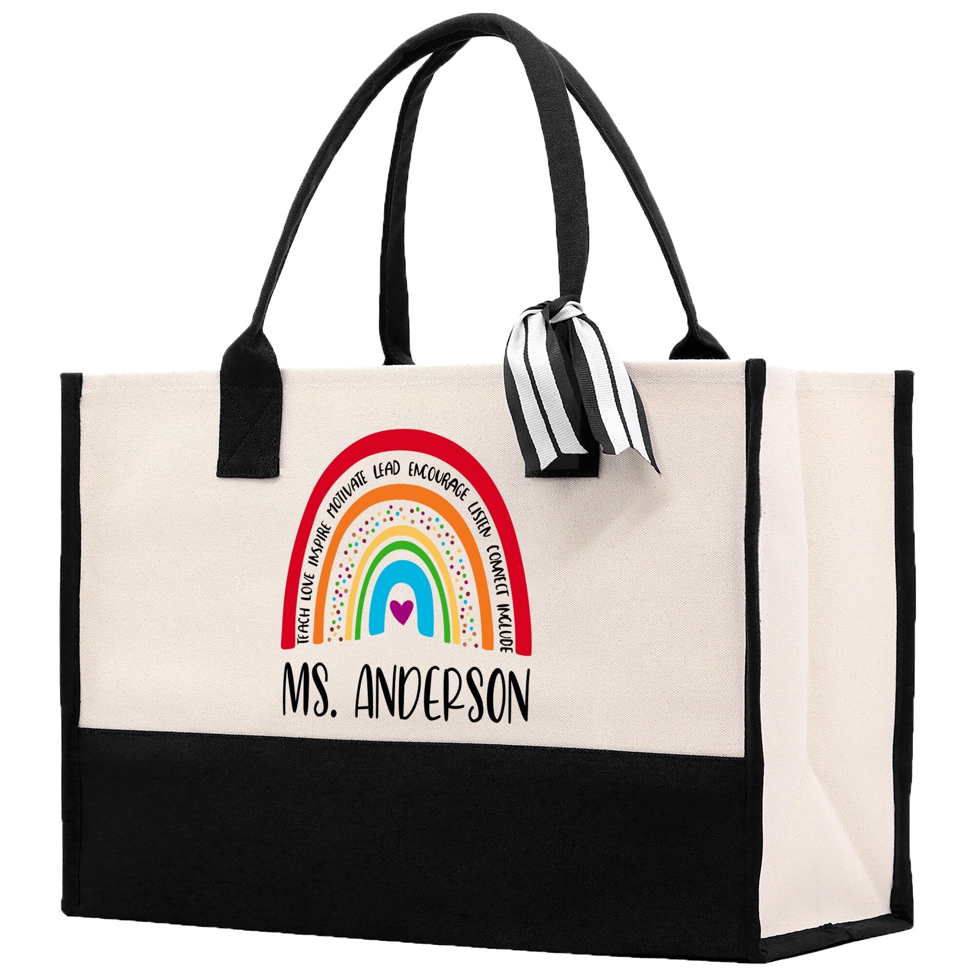 Personalized Teacher Cotton Canvas Tote Bag Gift for Teachers Teacher Life Tote Custom Teacher Appreciation Gift Bag Teacher Name Bag