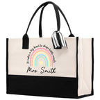 Personalized Teacher Cotton Canvas Tote Bag Gift for Teachers Teacher Life Tote Custom Teacher Appreciation Gift Bag Teacher Name Bag