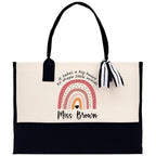 Personalized Teacher Cotton Canvas Tote Bag Gift for Teachers Teacher Life Tote Custom Teacher Appreciation Gift Bag Teacher Name Bag