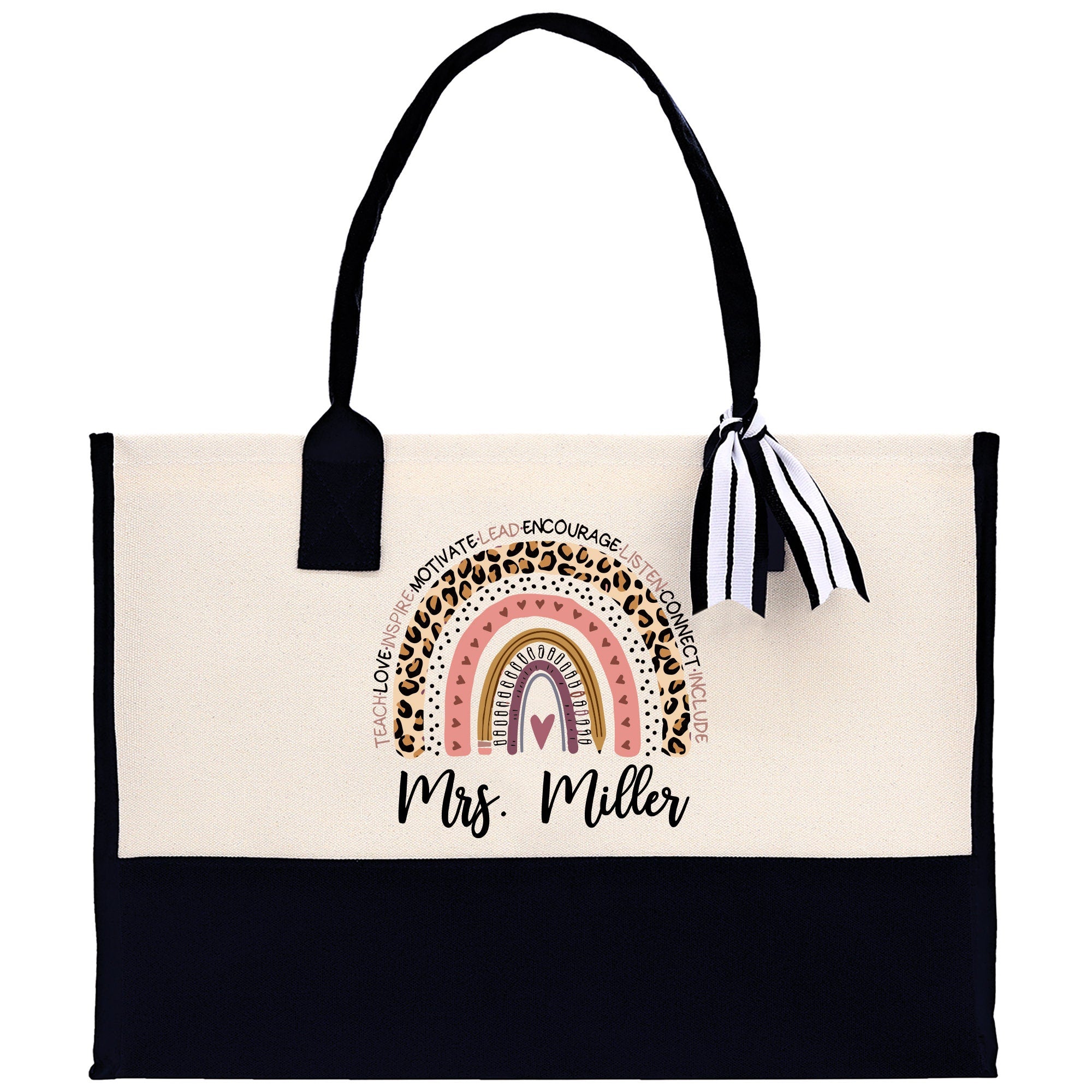 Personalized Teacher Cotton Canvas Tote Bag Gift for Teachers Teacher Life Tote Custom Teacher Appreciation Gift Bag Teacher Name Bag