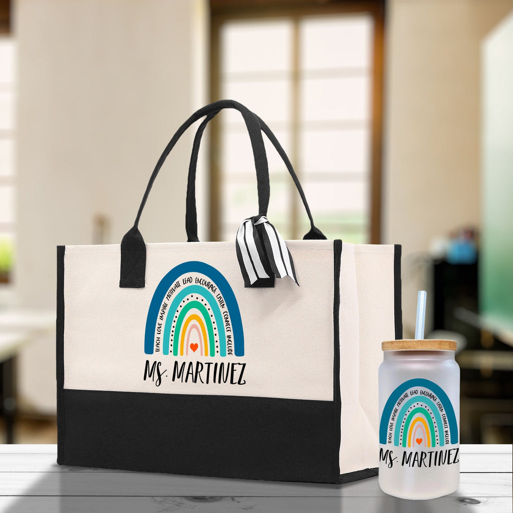 Personalized Teacher Cotton Canvas Tote Bag Gift for Teachers Teacher Life Tote Custom Teacher Appreciation Gift Bag Teacher Name Bag