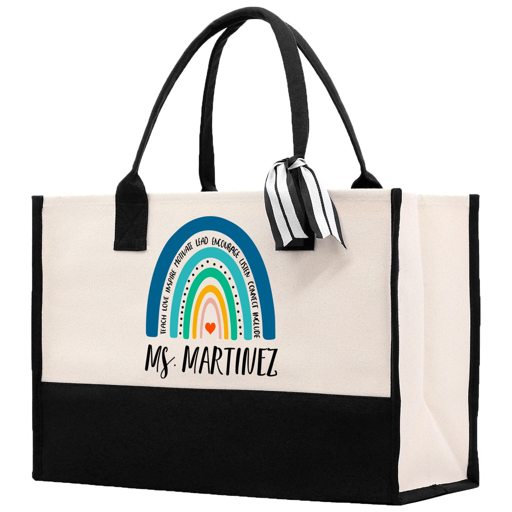 Personalized Teacher Cotton Canvas Tote Bag Gift for Teachers Teacher Life Tote Custom Teacher Appreciation Gift Bag Teacher Name Bag