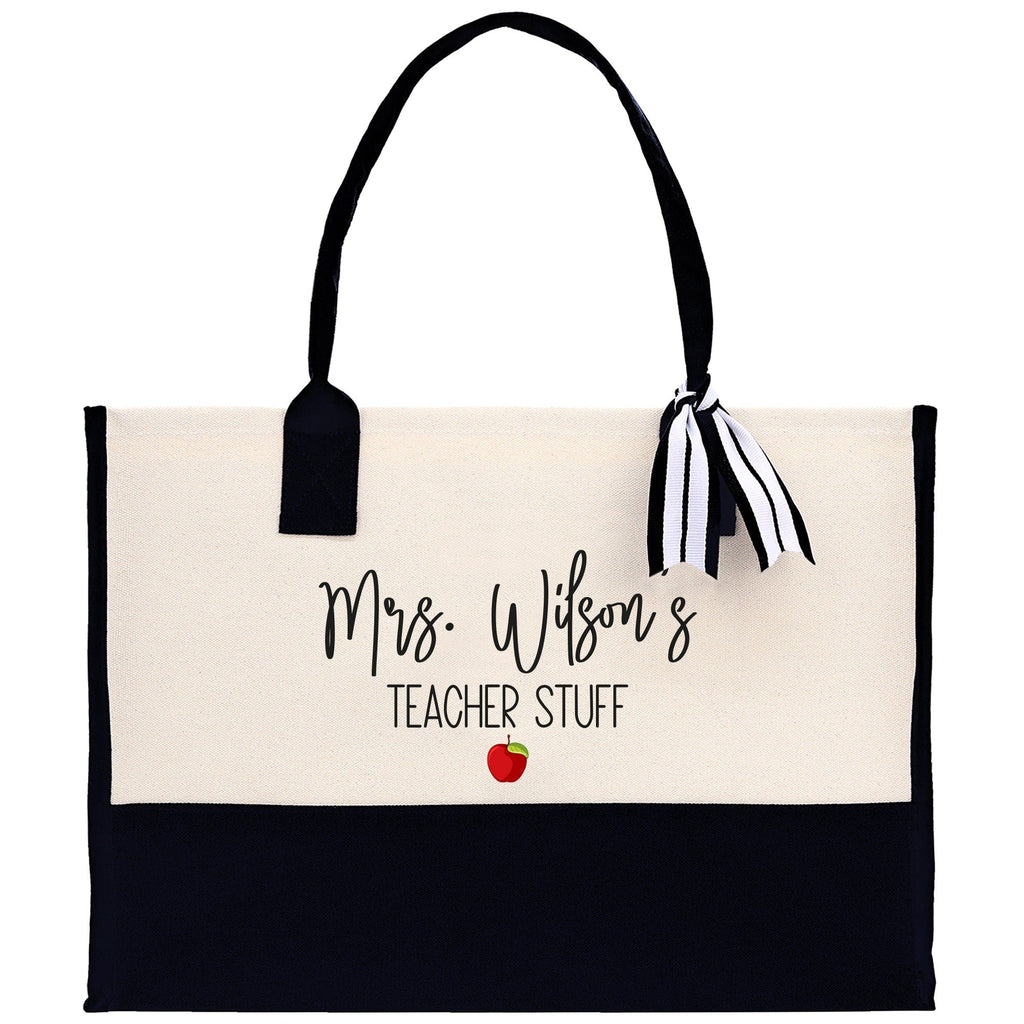 Personalized Teacher Cotton Canvas Tote Bag Gift for Teachers Teacher Life Tote Custom Teacher Appreciation Gift Bag Teacher Name Bag