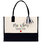 Personalized Teacher Cotton Canvas Tote Bag Gift for Teachers Teacher Life Tote Custom Teacher Appreciation Gift Bag Teacher Name Bag