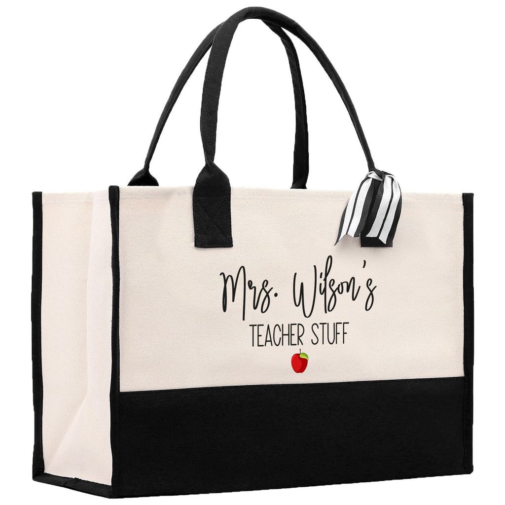 Personalized Teacher Cotton Canvas Tote Bag Gift for Teachers Teacher Life Tote Custom Teacher Appreciation Gift Bag Teacher Name Bag