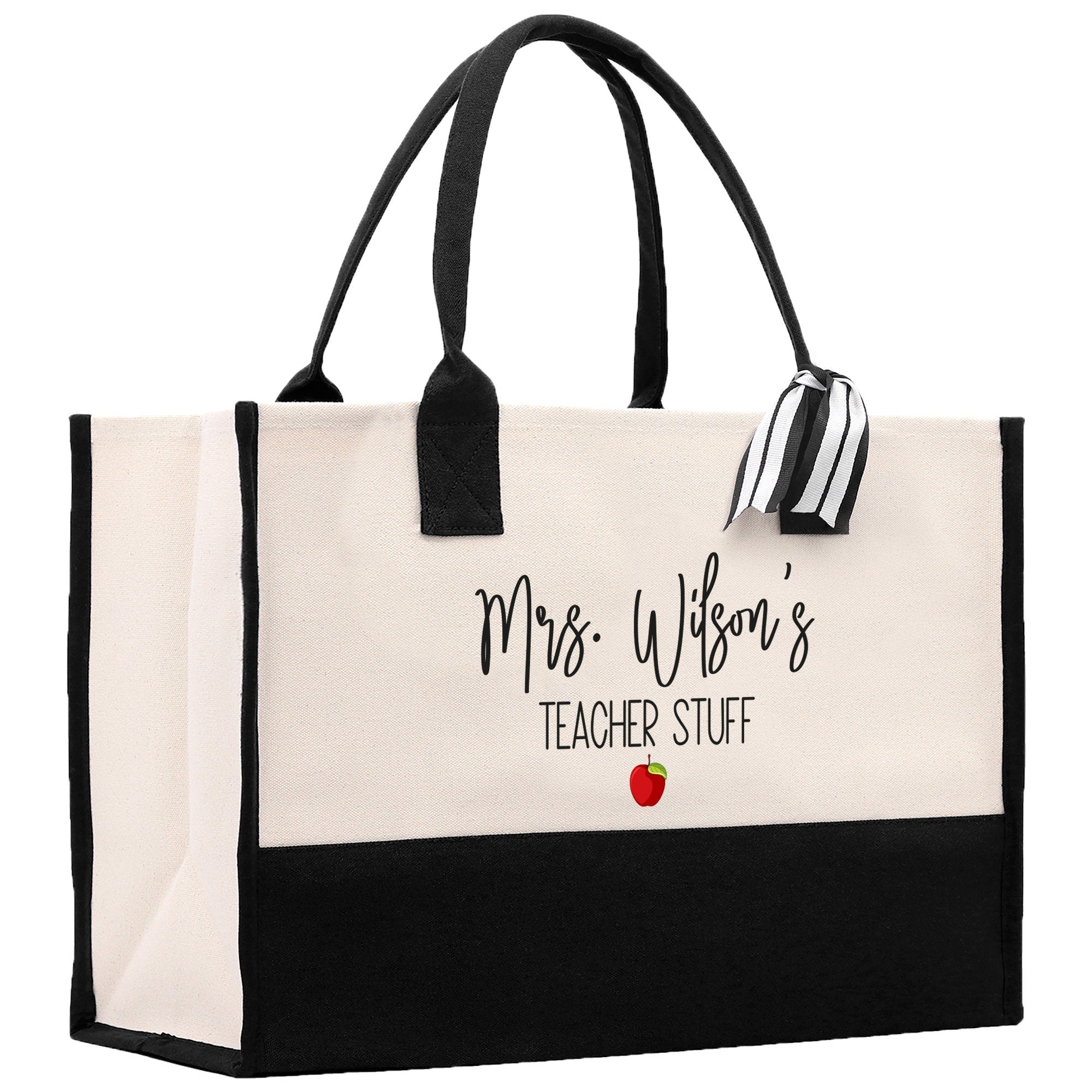 Personalized Teacher Cotton Canvas Tote Bag Gift for Teachers Teacher Life Tote Custom Teacher Appreciation Gift Bag Teacher Name Bag