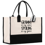 Grammy is My Name Spoiling is My Game Cotton Canvas Tote Bag Grandma Tote Bag Grandma Nana Bag Shopping Bag Mothers Day Gift
