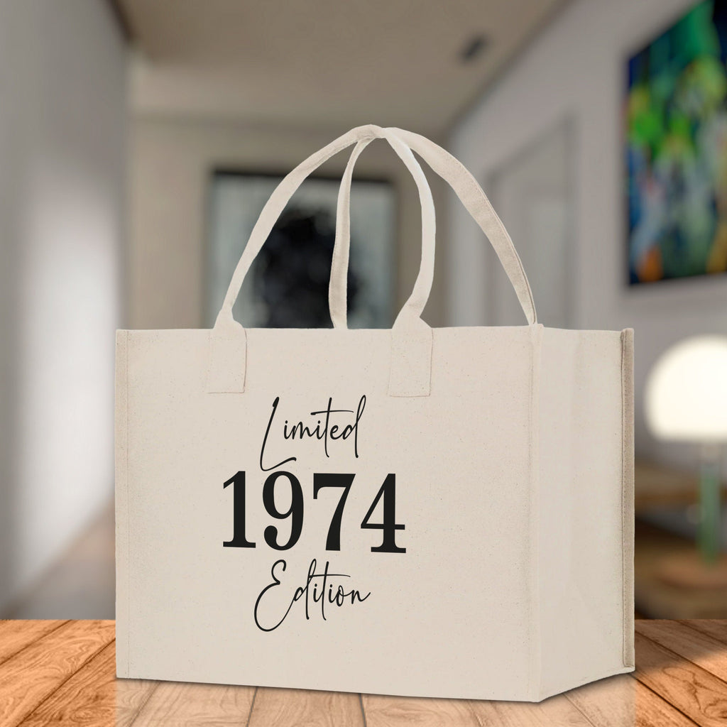 Custom Limited Edition Birthday 1973 Cotton Canvas Tote Bag 50th Birthday Gift For Women Personalized 50th Birthday Celebration Party Gift