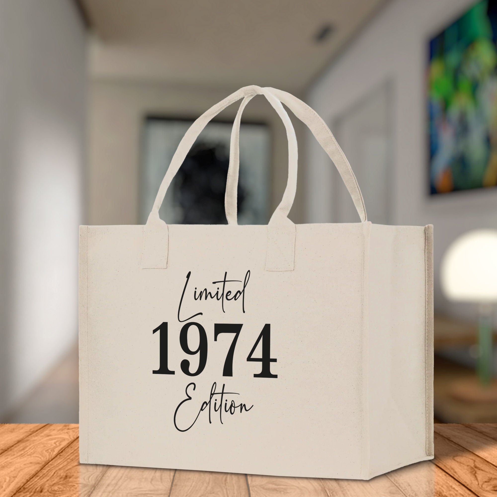 Custom Limited Edition Birthday 1973 Cotton Canvas Tote Bag 50th Birthday Gift For Women Personalized 50th Birthday Celebration Party Gift