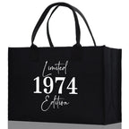 Custom Limited Edition Birthday 1973 Cotton Canvas Tote Bag 50th Birthday Gift For Women Personalized 50th Birthday Celebration Party Gift