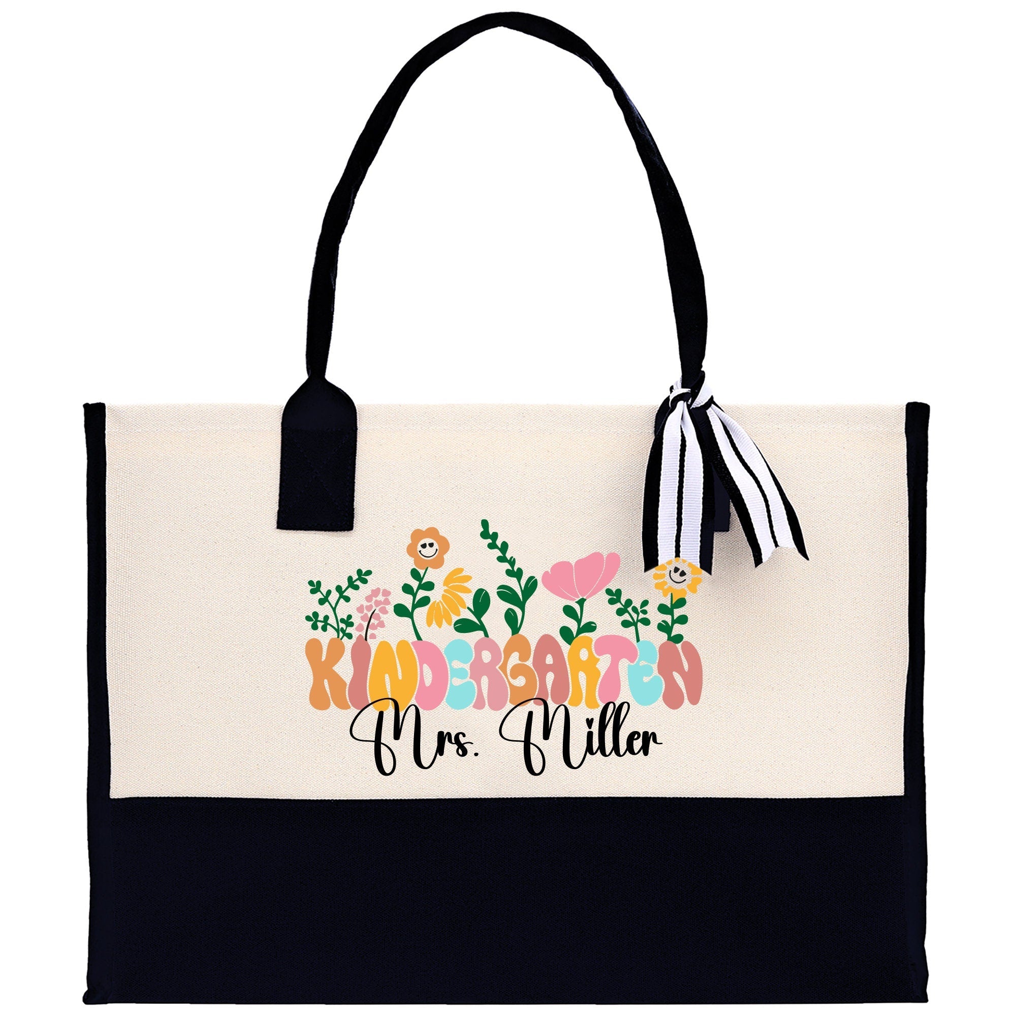 Teacher Floral Tote Bag Teacher Wildflower Graphic Tote Teacher Life Tote Bag Teacher Flower Bag Gift for Teacher Wildflower Book Bag
