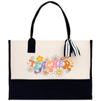 Teacher Floral Tote Bag Teacher Wildflower Graphic Tote Teacher Life Tote Bag Teacher Flower Bag Gift for Teacher Wildflower Book Bag