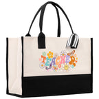 Teacher Floral Tote Bag Teacher Wildflower Graphic Tote Teacher Life Tote Bag Teacher Flower Bag Gift for Teacher Wildflower Book Bag