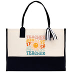 Teacher Floral Tote Bag Teacher Wildflower Graphic Tote Teacher Life Tote Bag Teacher Flower Bag Gift for Teacher Wildflower Book Bag